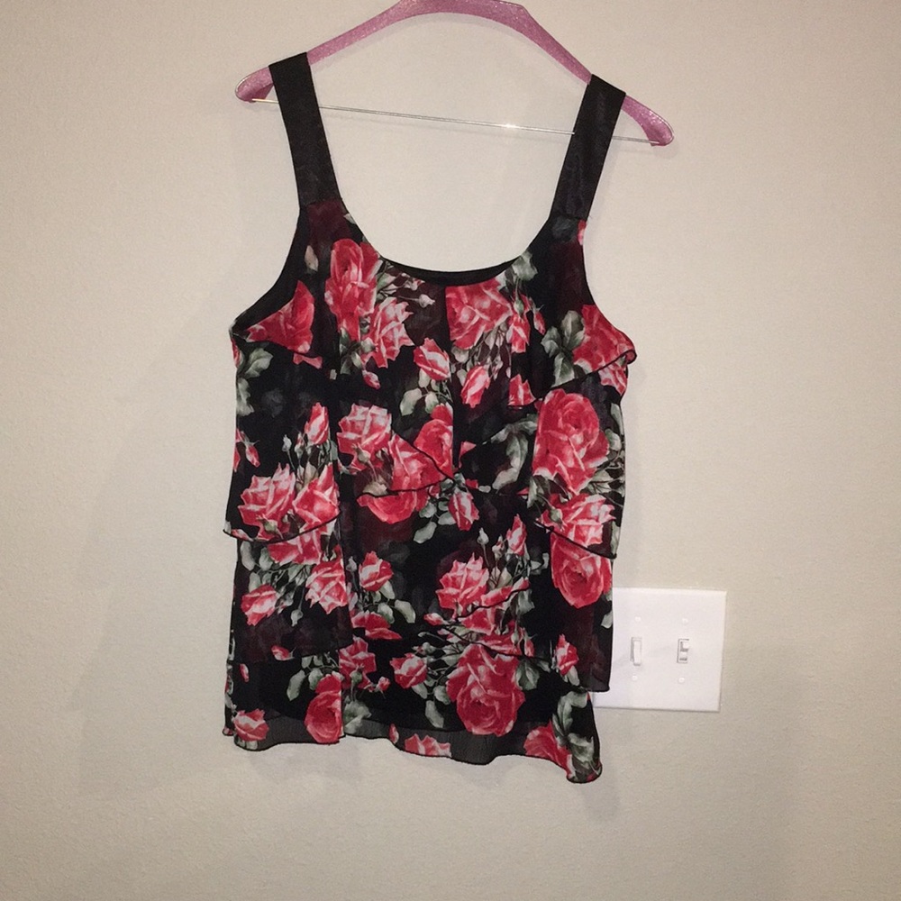 Black ruffle tank top